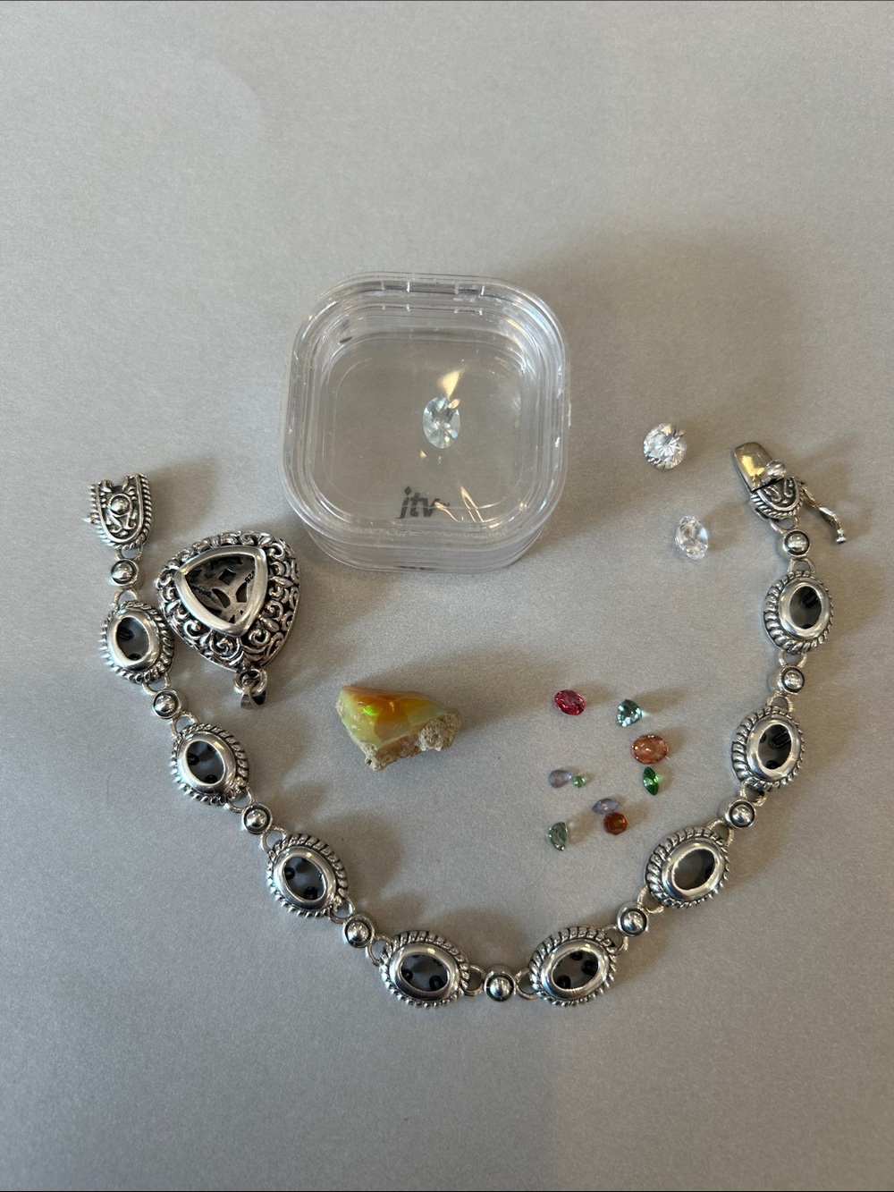 Sterling Silver Jewelry Blanks Loose Moissanite Gems Raw Fire Opal Bench Lot